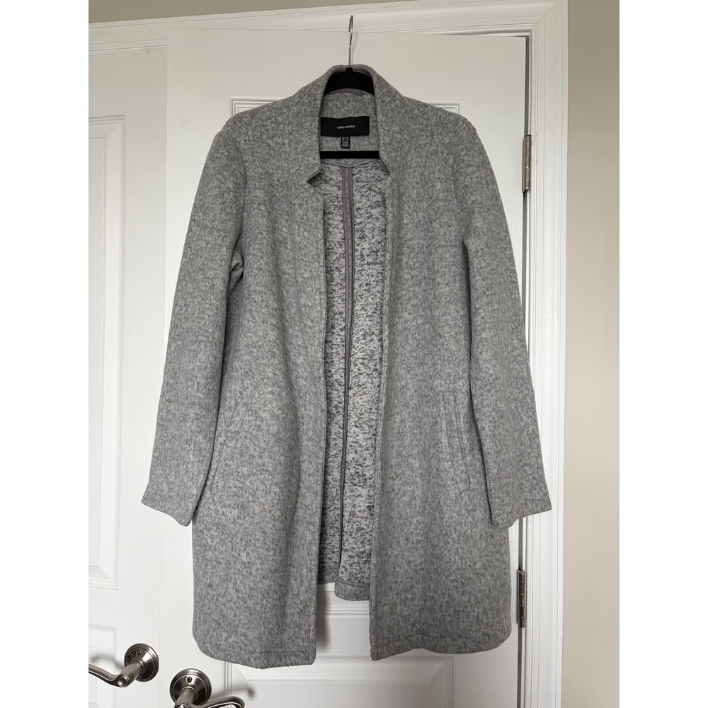 Vero Moda Womens XXL Grey Open Front Longline Coat Jacket Light Gray 10248002